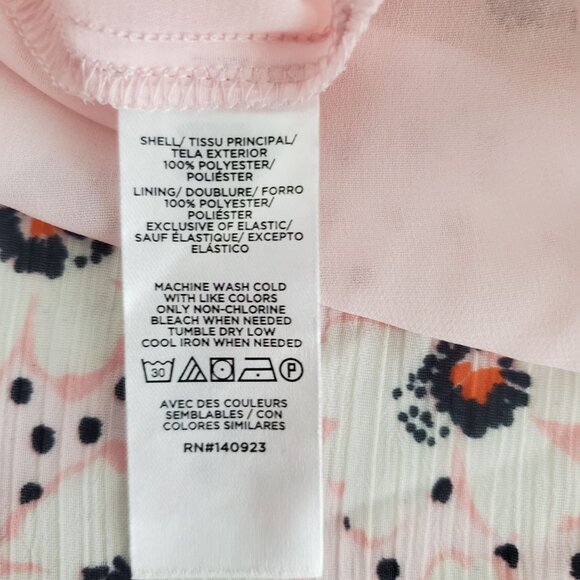 Loft Womens Pink Floral Smocked Blouse And Tank Size M Petite Round Ruffle Neck - Picture 5 of 9